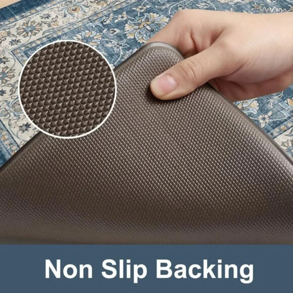 New 2Pcs Blue Kitchen Mat Set, Anti Fatigue Waterproof Area Rugs for Floor